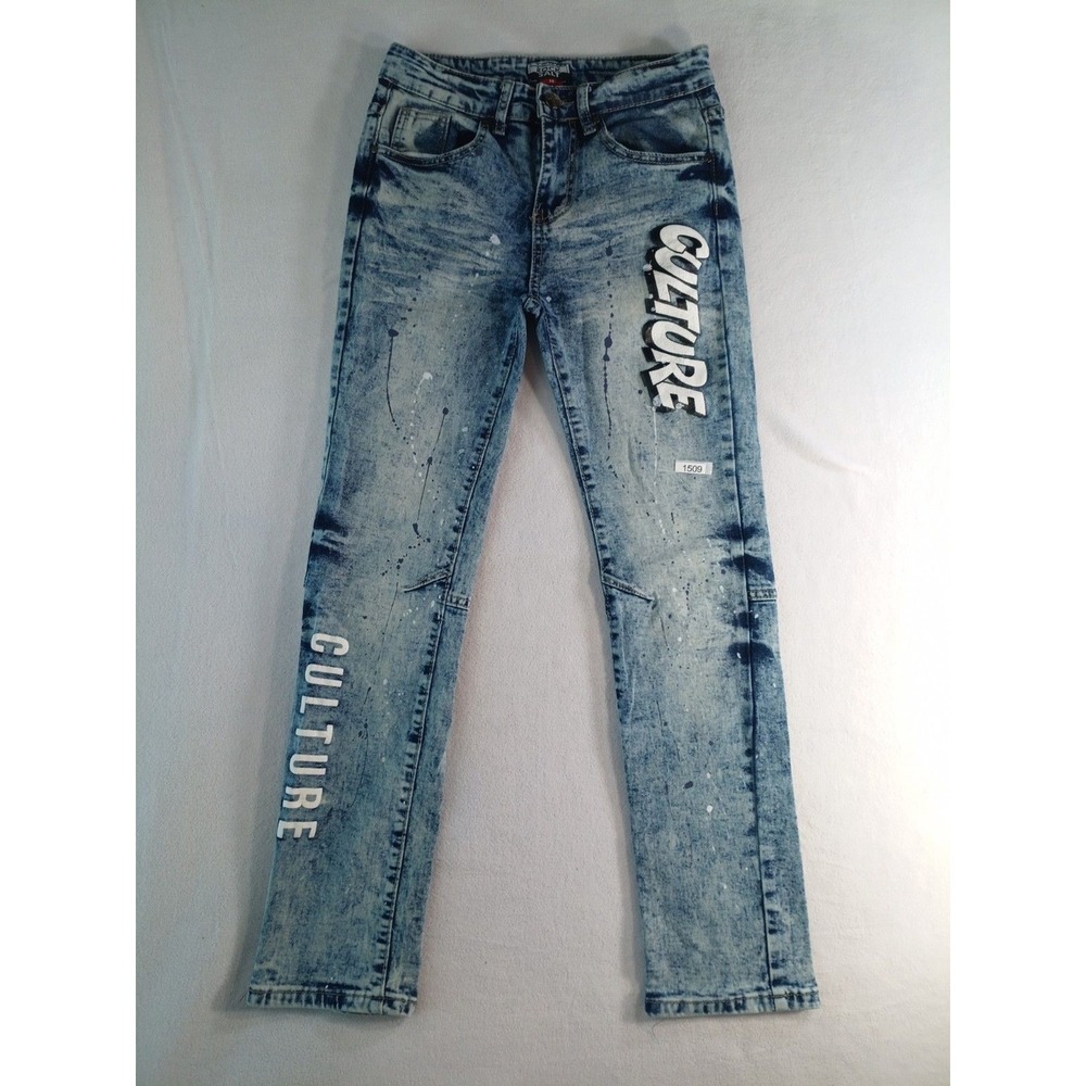 Rock Salt Jeans Youth 14 Acid Wash Paint Splatter Graphic Culture Denim Pants(P)
